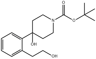 tert-butyl4-hydroxy-4-[2-(2-hydroxyethyl)phenyl]piperidin-1-carboxylate 结构式