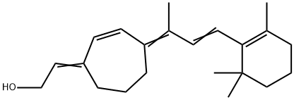 4-(1-methyl-3-(2,6,6-trimethyl-1-cyclohexen-1-yl)-2-(propenylidene)-2-cyclohepten-1-ylidene)ethanol 结构式