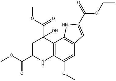 1H-Pyrrolo[2,3-f]quinoline-2,7,9-tricarboxylic acid, 6,7,8,9-tetrahydro-9-hydroxy-5-methoxy-, 2-ethyl 7,9-dimethyl ester 结构式