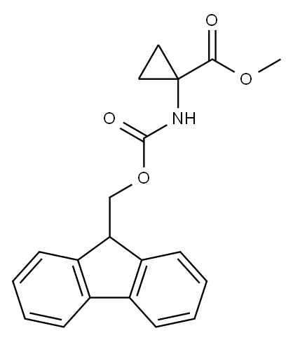 Cyclopropanecarboxylic acid, 1-[[(9H-fluoren-9-ylmethoxy)carbonyl]amino]-, methyl ester 结构式