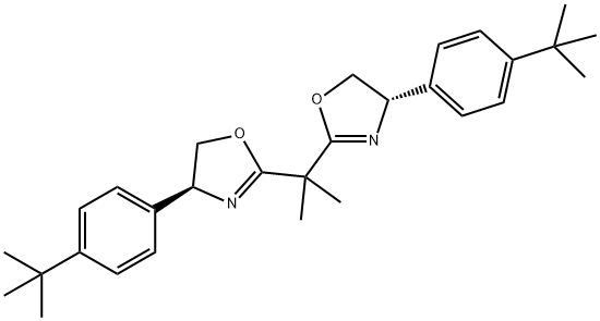 (4S,4'S)-2,2'-(1-甲基亚乙基)双[4-[4-(1,1-二甲基乙基)苯基]-4,5-二氢噁唑 结构式