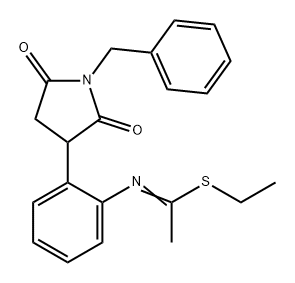 Ethanimidothioic acid, N-[2-[2,5-dioxo-1-(phenylmethyl)-3-pyrrolidinyl]phenyl]-, ethyl ester 结构式