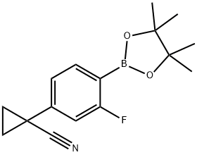 Cyclopropanecarbonitrile, 1-[3-fluoro-4-(4,4,5,5-tetramethyl-1,3,2-dioxaborolan-2-yl)phenyl]- 结构式