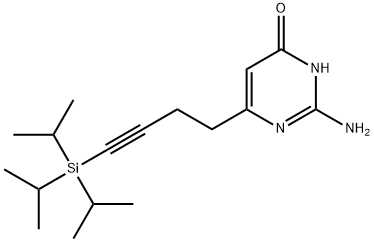 2-Amino-6-(4-(triisopropylsilyl)but-3-yn-1-yl)pyrimidin-4(3H)-one 结构式