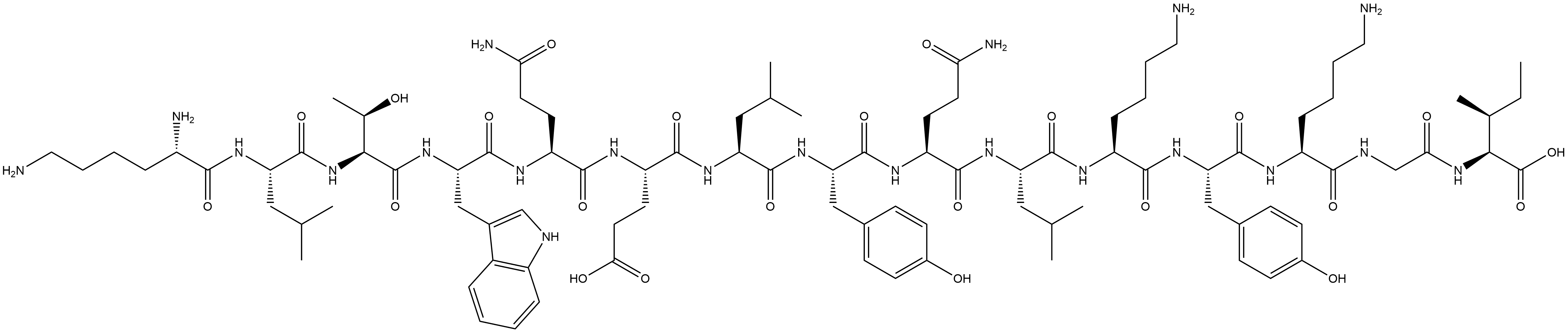 模拟肽KLTWQELYQLKYKGI 结构式