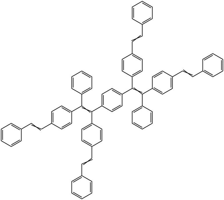 1,4-双[2-苯基-1,2-双[4-(2-苯基乙烯基)苯基]乙烯基]-苯 结构式