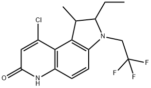 7H-Pyrrolo[3,2-f]quinolin-7-one, 9-chloro-2-ethyl-1,2,3,6-tetrahydro-1-methyl-3-(2,2,2-trifluoroethyl)- 结构式