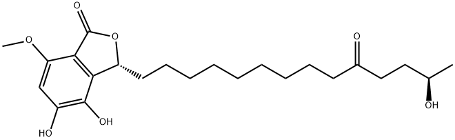 1(3H)-Isobenzofuranone, 4,5-dihydroxy-3-[(13R)-13-hydroxy-10-oxotetradecyl]-7-methoxy-, (3R)- 结构式