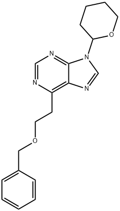 6-(2-(Benzyloxy)ethyl)-9-(tetrahydro-2H-pyran-2-yl)-9H-purine 结构式