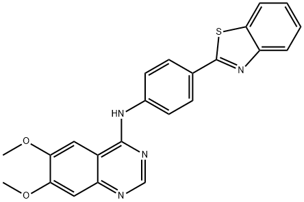 N-(4-(Benzo[d]thiazol-2-yl)phenyl)-6,7-dimethoxyquinazolin-4-amine 结构式