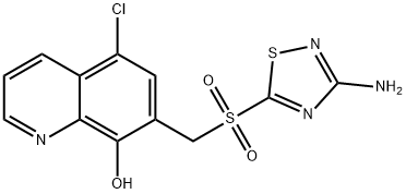 7-(((3-Amino-1,2,4-thiadiazol-5-yl)sulfonyl)methyl)-5-chloroquinolin-8-ol 结构式