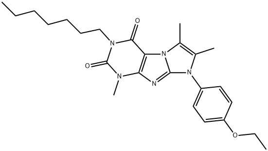 1H-?Imidazo[2,?1-?f]?purine-?2,?4(3H,?8H)?-?dione, 8-?(4-?ethoxyphenyl)?-?3-?heptyl-?1,?6,?7-?trimethyl- 结构式