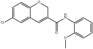 2H-1-Benzopyran-3-carboxamide, 6-chloro-N-(2-methoxyphenyl)- 结构式