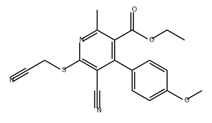 3-Pyridinecarboxylic acid, 5-cyano-6-[(cyanomethyl)thio]-4-(4-methoxyphenyl)-2-methyl-, ethyl ester 结构式