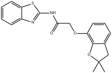 N-2-Benzothiazolyl-2-[(2,3-dihydro-2,2-dimethyl-7-benzofuranyl)oxy]acetamide 结构式