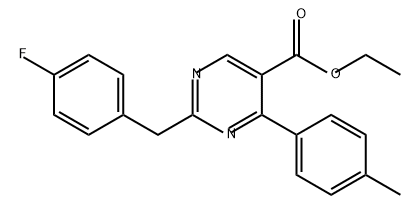 5-Pyrimidinecarboxylic acid, 2-[(4-fluorophenyl)methyl]-4-(4-methylphenyl)-, ethyl ester 结构式