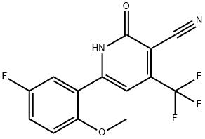 JR-6981, 6-(5-Fluoro-2-methoxyphenyl)-4-(trifluoromethyl)-2-hydroxypyridine-3-carbonitrile, 96% 结构式