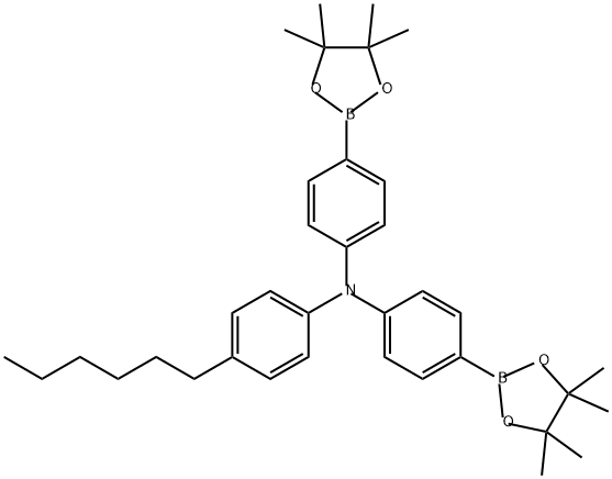 4-己基-N,N-双[4-(4,4,5,5-四甲基-1,3,2-二恶硼烷-2-基)苯基]-苯丙胺 结构式