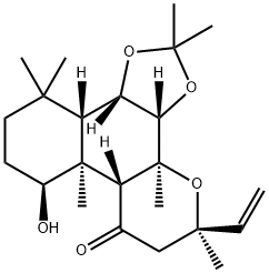 7H-1,3-Dioxolo[3,4]naphtho[2,1-b]pyran-7-one, 5-ethenyldodecahydro-8-hydroxy-2,2,3b,5,7b,11,11-heptamethyl-, (3aS,3bS,5R,7aR,7bS,8S,11aS,11bS)- 结构式