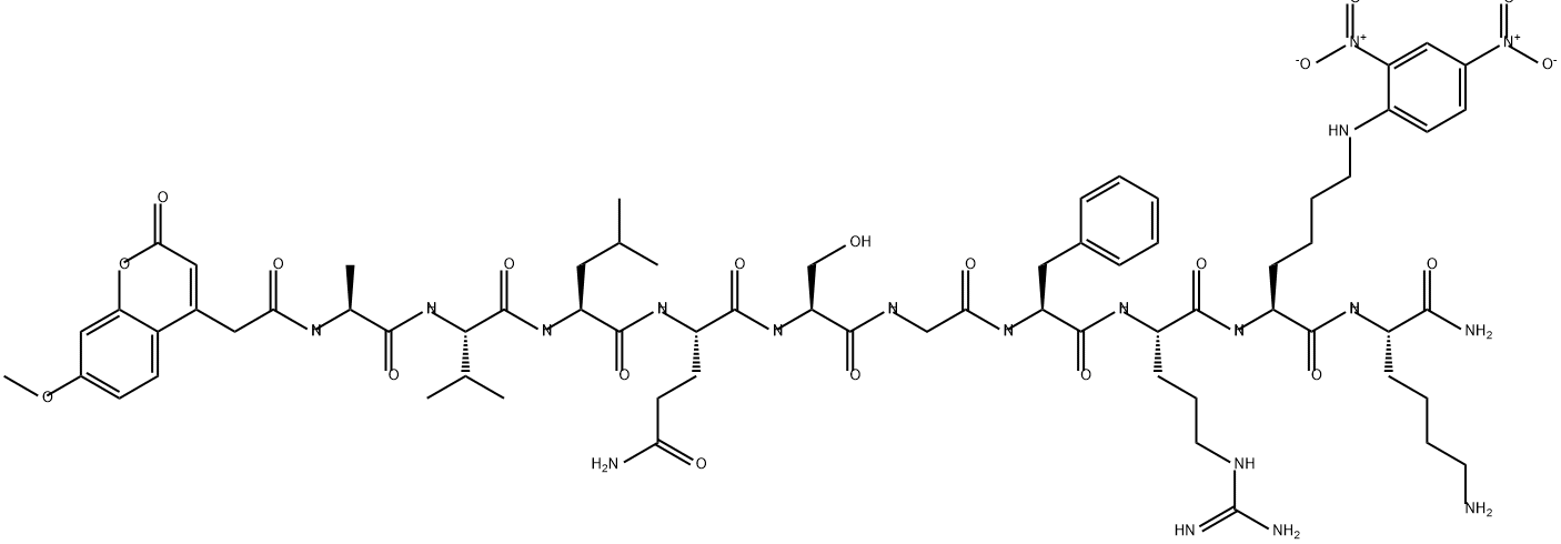 MCA-ALA-VAL-LEU-GLN-SER-GLY-PHE-ARG-LYS(DNP)-LYS-NH2 结构式