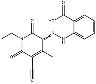 Benzoic acid, 2-?[2-?(5-?cyano-?1-?ethyl-?1,?6-?dihydro-?4-?methyl-?2,?6-?dioxo-?3(2H)?-?pyridinylidene)?hydrazinyl]?- 结构式