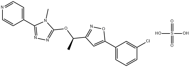 Pyridine, 4-[5-[(1R)-1-[5-(3-chlorophenyl)-3-isoxazolyl]ethoxy]-4-methyl-4H-1,2,4-triazol-3-yl]-, sulfate (1:1) 结构式