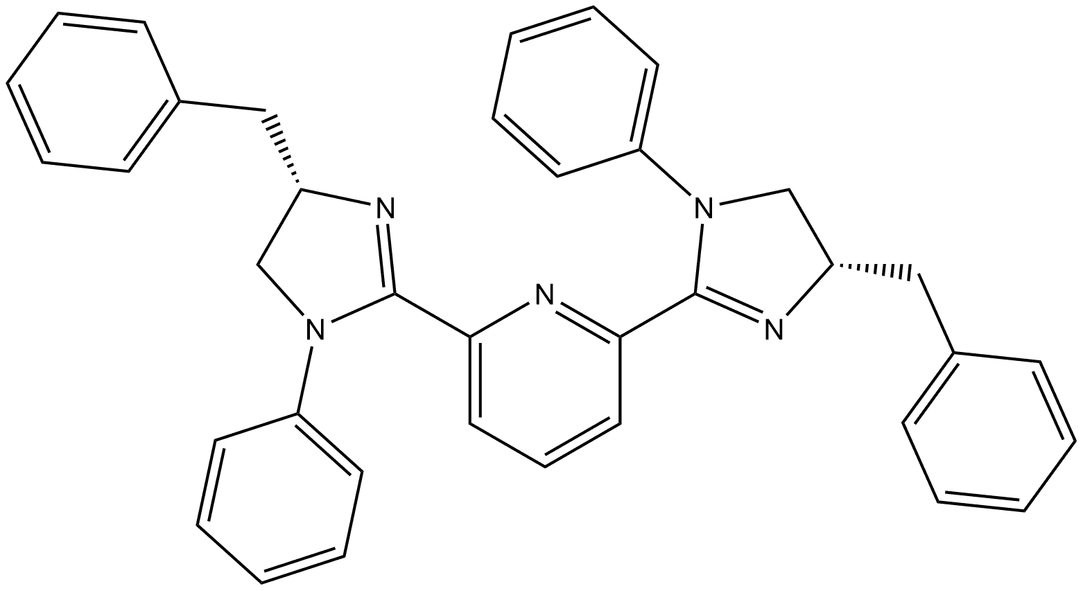 2,6-双[(4S)-4,5-二氢-1-苯基-4-苄基-1H-咪唑]吡啶 结构式