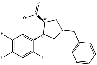 (3R,4S)-3-硝基-1-(苯基甲基)-4-(2,4,5-三氟苯基)吡咯烷 结构式