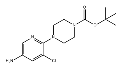 1-Piperazinecarboxylic acid, 4-(5-amino-3-chloro-2-pyridinyl)-, 1,1-dimethylethyl ester 结构式