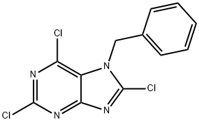 7H-Purine, 2,6,8-trichloro-7-(phenylmethyl)- 结构式