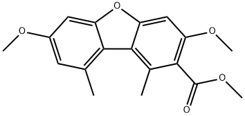 2-Dibenzofurancarboxylic acid, 3,7-dimethoxy-1,9-dimethyl-, methyl ester 结构式