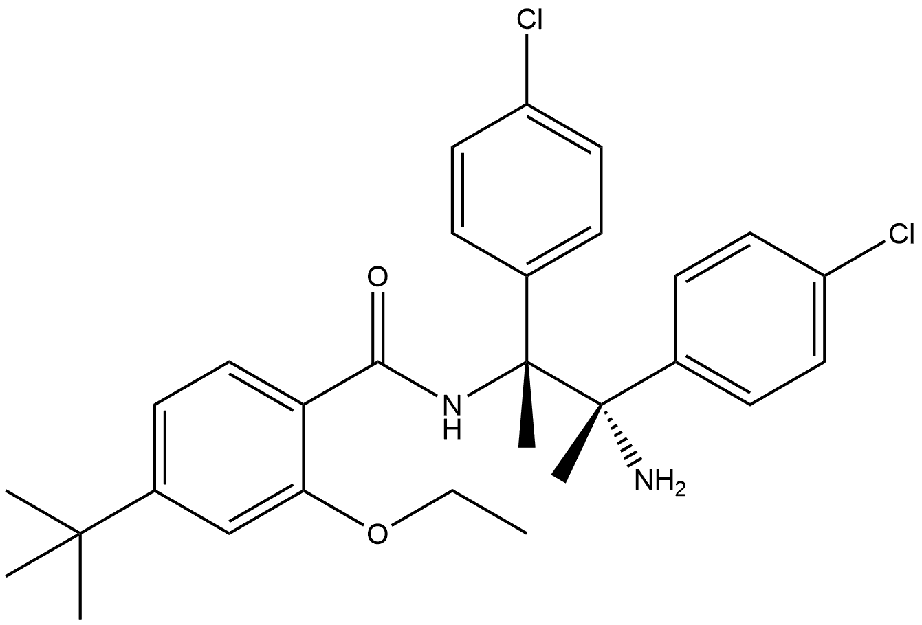 N-[(2S,3R)-3-amino-2,3-bis(4-chlorophenyl)but-2-yl]-2-ethoxy-4-(2-methylprop-2-yl)benzamide 结构式