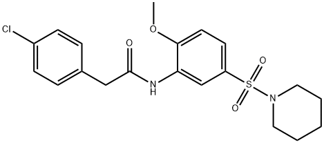 2-(4-氯苯基)-N-(2-甲氧基-5-哌啶-1-基磺酰基苯基)乙酰胺 结构式