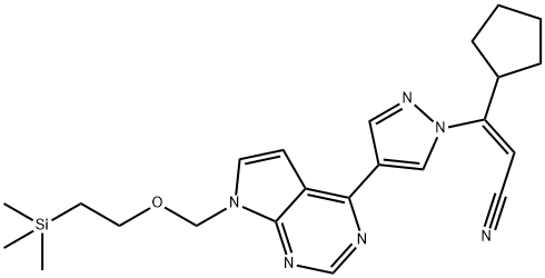 2-Propenenitrile, 3-cyclopentyl-3-[4-[7-[[2-(trimethylsilyl)ethoxy]methyl]-7H-pyrrolo[2,3-d]pyrimidin-4-yl]-1H-pyrazol-1-yl]-, (2Z)- 结构式