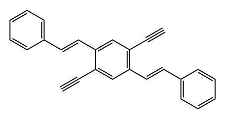 ((1E,1'E)-(2,5-二乙炔-1,4-苯)双(乙烯-2,1-二基))二苯 结构式