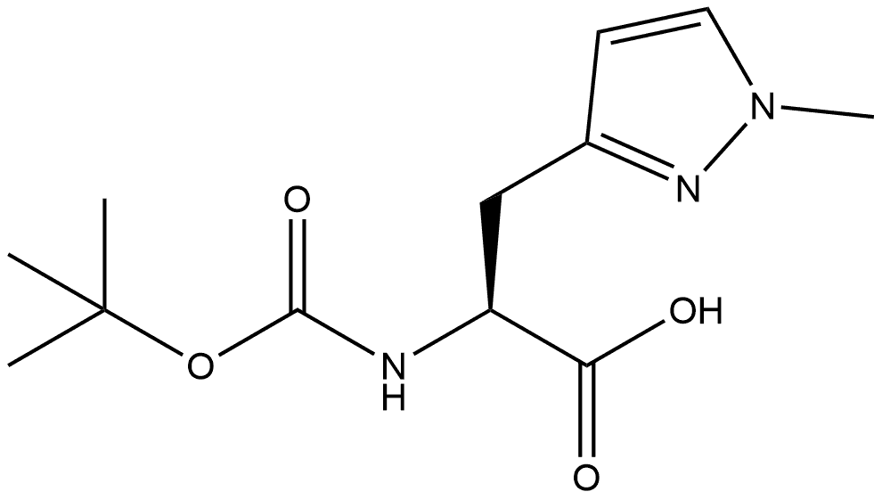 1H-Pyrazole-3-propanoic acid, α-[[(1,1-dimethylethoxy)carbonyl]amino]-1-methyl-, (αS)- 结构式