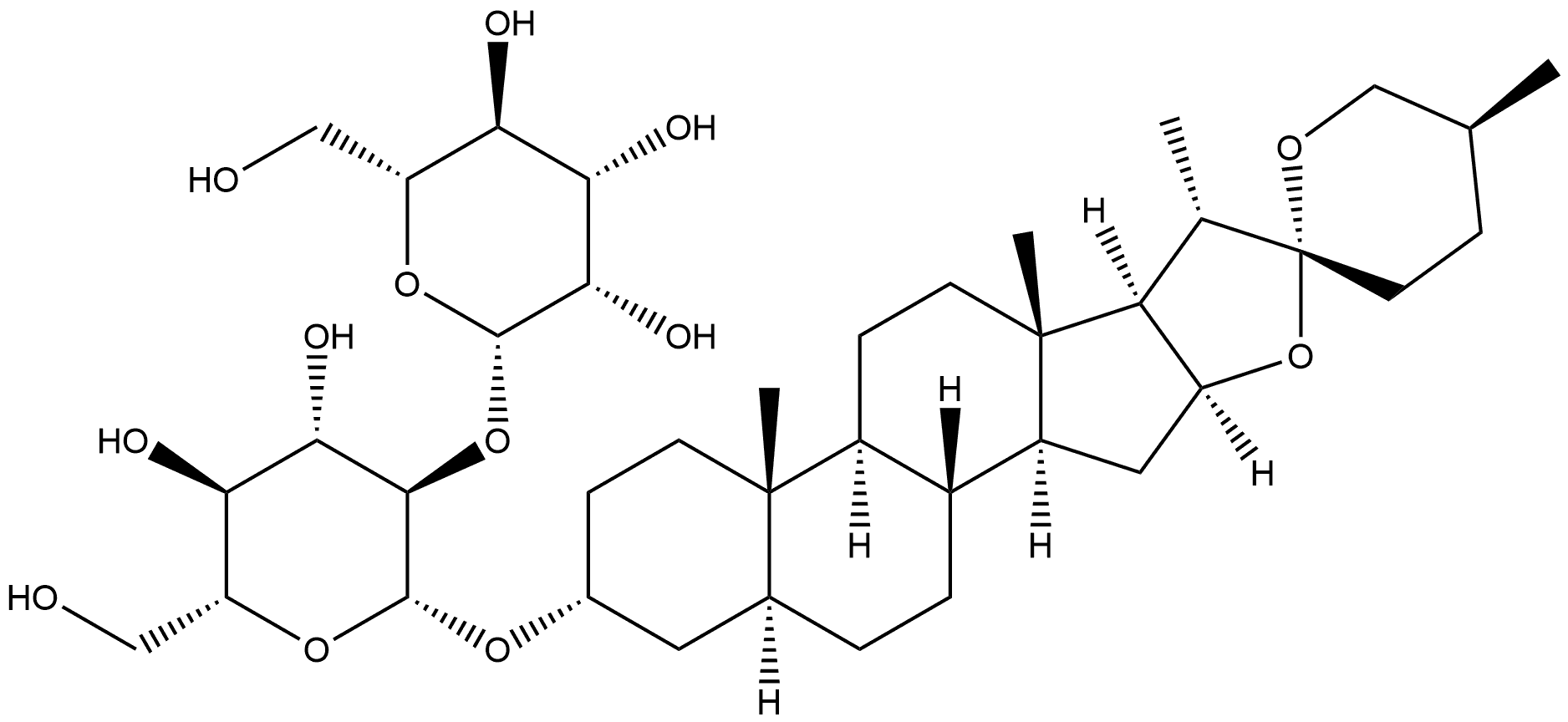 β-D-Glucopyranoside, (3β,5β,25S)-spirostan-3-yl 2-O-β-D-mannopyranosyl- 结构式