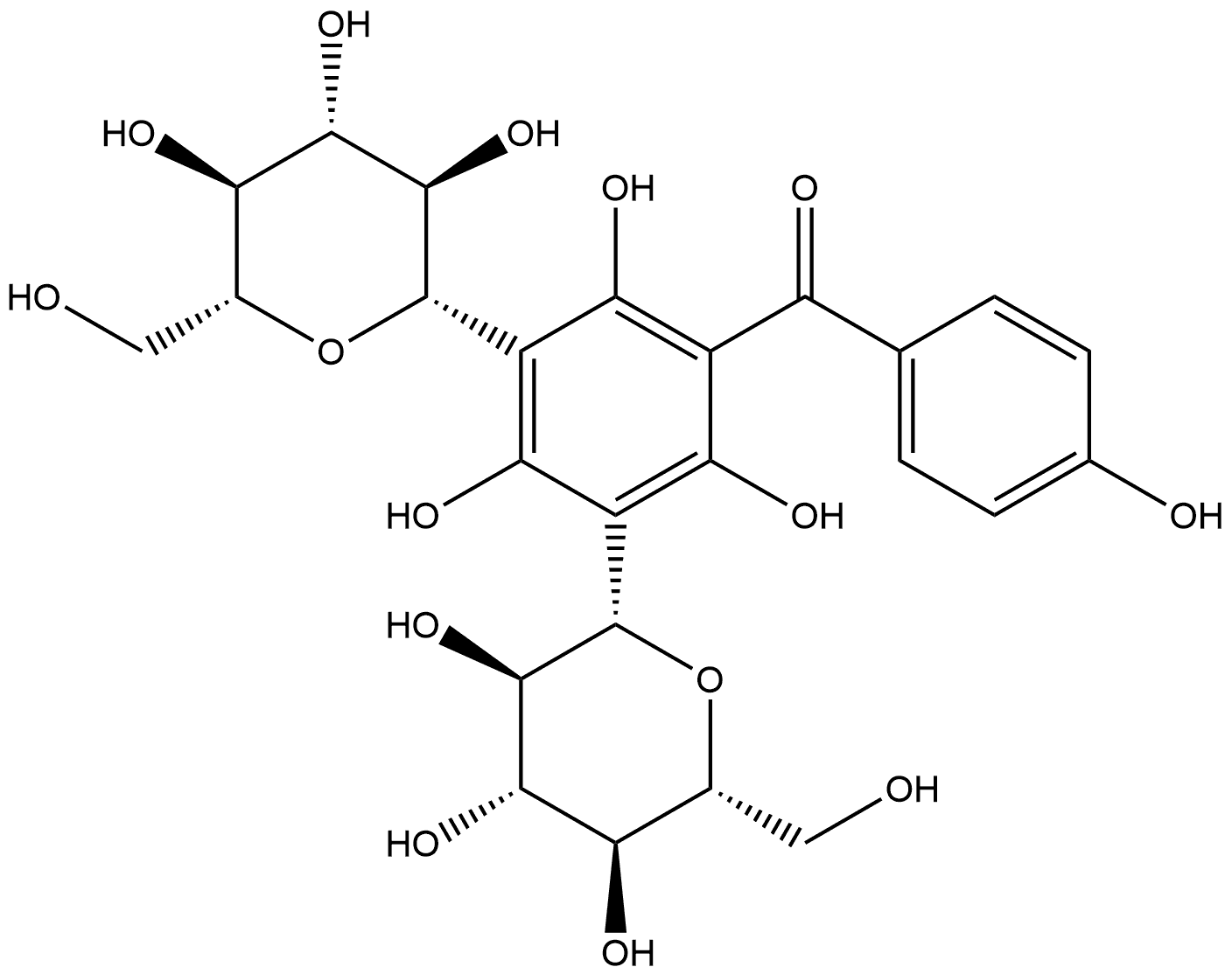 3.5-二-C-葡萄糖苷-2,4,6,4'-四羟基二苯甲酮 结构式