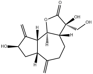 (3R)-3aβ,4,5,6,6aβ,7,8,9,9aβ,9bα-Decahydro-3β,8β-dihydroxy-3-(hydroxymethyl)-6,9-bis(methylene)azuleno[4,5-b]furan-2(3H)-one 结构式