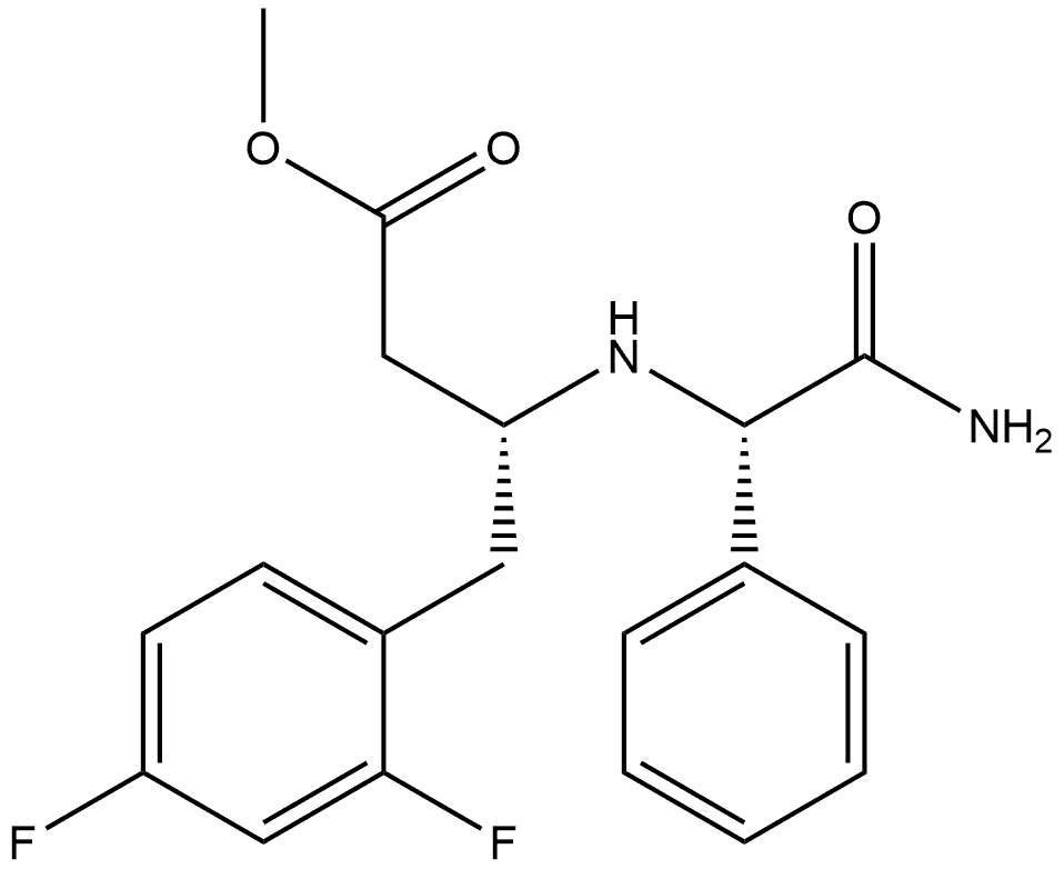 Benzenebutanoic acid, β-[[(1S)-2-amino-2-oxo-1-phenylethyl]amino]-2,4-difluoro-, methyl ester, (βR)- 结构式