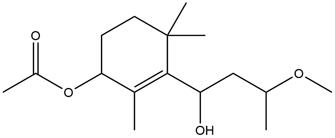 1-Cyclohexene-1-methanol, 3-(acetyloxy)-α-(2-methoxypropyl)-2,6,6-trimethyl- 结构式