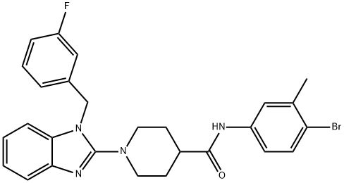 4-Piperidinecarboxamide, N-(4-bromo-3-methylphenyl)-1-[1-[(3-fluorophenyl)methyl]-1H-benzimidazol-2-yl]- 结构式