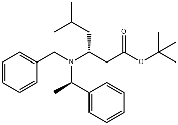 Hexanoic acid, 5-methyl-3-[[(1R)-1-phenylethyl](phenylmethyl)amino]-, 1,1-dimethylethyl ester, (3R)- 结构式