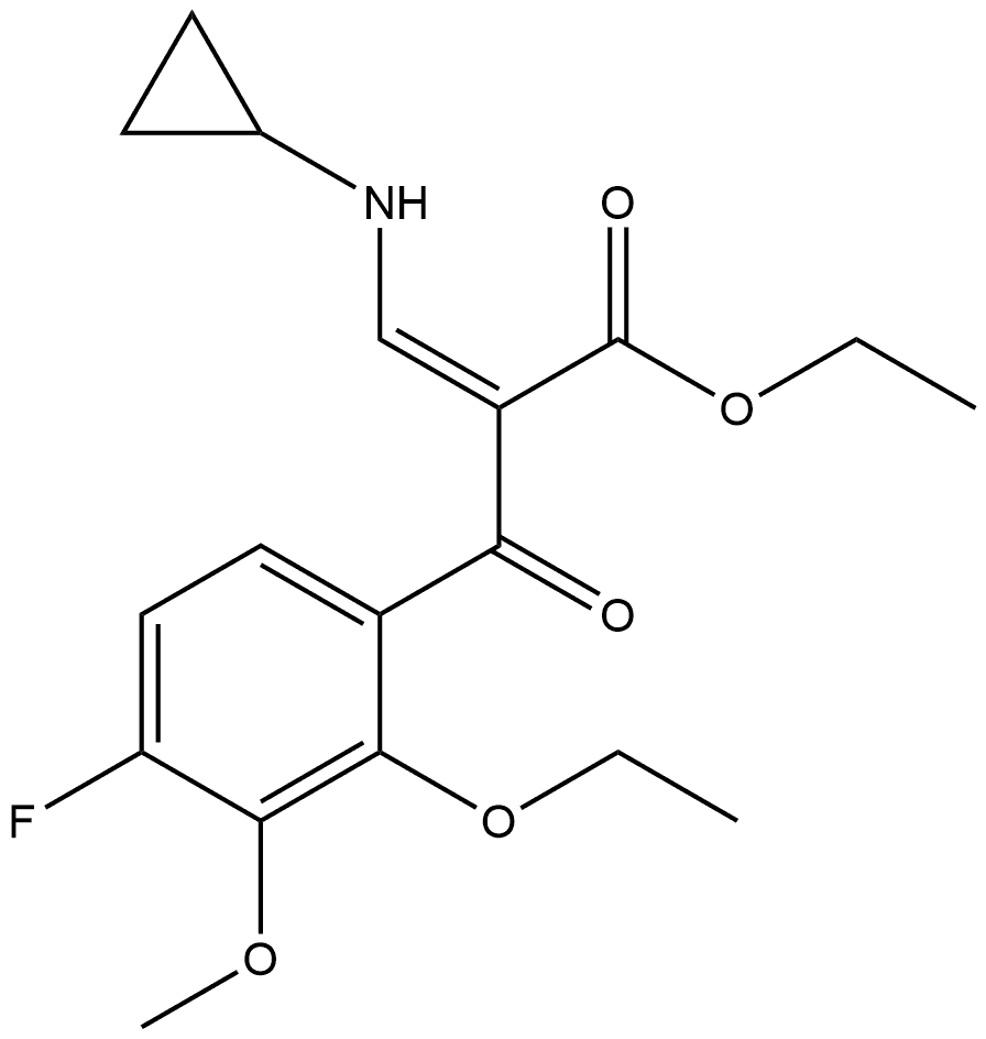 Benzenepropanoic acid, α-[(cyclopropylamino)methylene]-2-ethoxy-4-fluoro-3-methoxy-β-oxo-, ethyl ester, (αZ)- 结构式