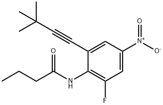 Butanamide, N-[2-(3,3-dimethyl-1-butyn-1-yl)-6-fluoro-4-nitrophenyl]- 结构式