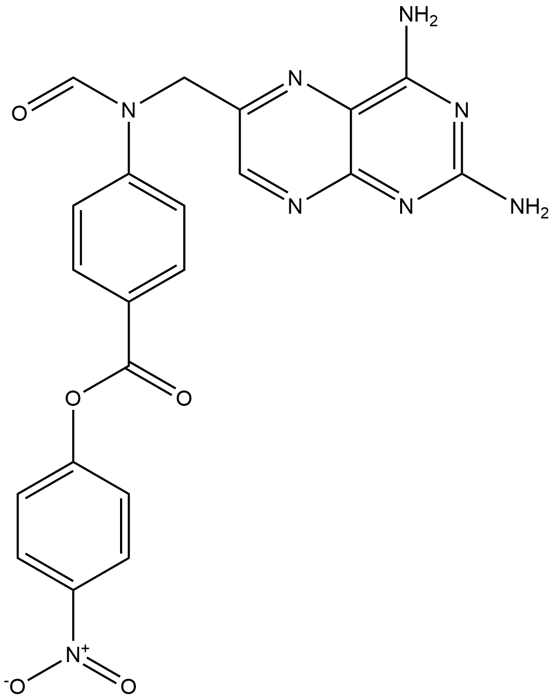 Benzoic acid, 4-[[(2,4-diamino-6-pteridinyl)methyl]formylamino]-, 4-nitrophenyl ester 结构式