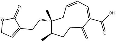 1,3-Cyclodecadiene-1-carboxylic acid, 6-[2-(2,5-dihydro-2-oxo-3-furanyl)ethyl]-6,7-dimethyl-10-methylene-, [6R-(1E,3Z,6R*,7R*)]- (9CI) 结构式