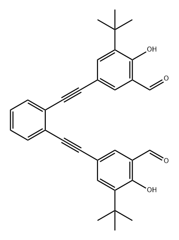 5,5'-(1,2-苯基双(乙炔-2,1-二基))双(3-(叔丁基)-2-羟基苯甲醛) 结构式