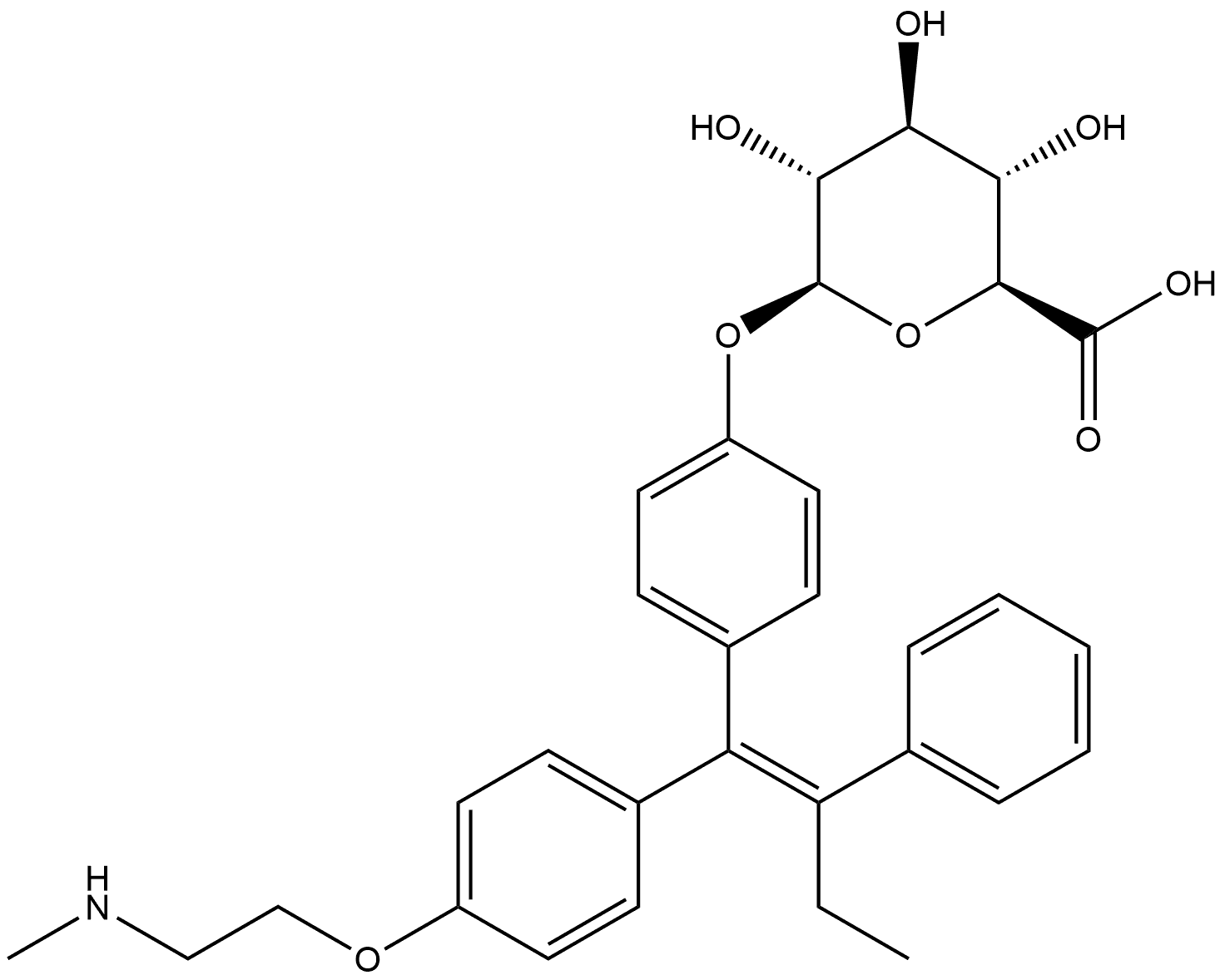 Tamoxifen N-Desmethyl 4-Hydroxy β-D-Glucuronide 结构式