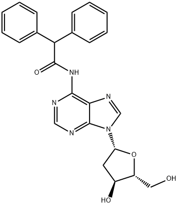 N-(9-((2R,4S,5R)-4-Hydroxy-5-(hydroxymethyl)tetrahydrofuran-2-yl)-9H-purin-6-yl)-2,2-diphenylacetamide 结构式